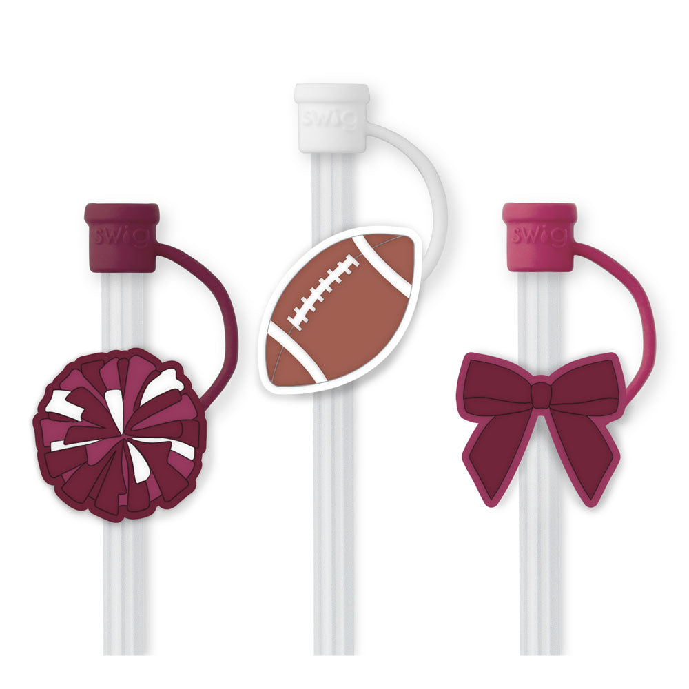 We've Got Spirit Maroon Straw Topper Set